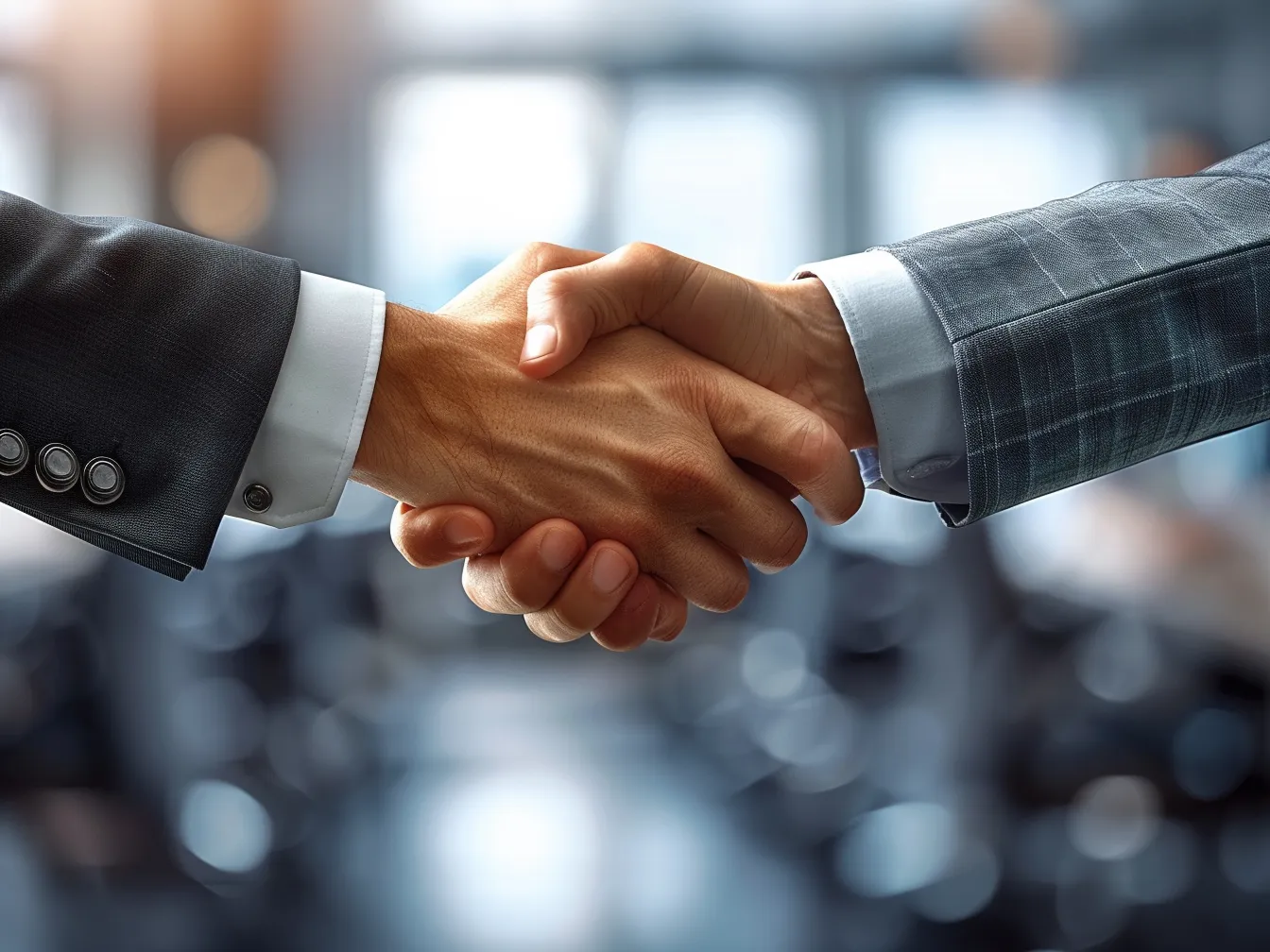 Market entry and company formation — Germany, Iraq, Poland Two business partners shaking hands, sealing an agreement